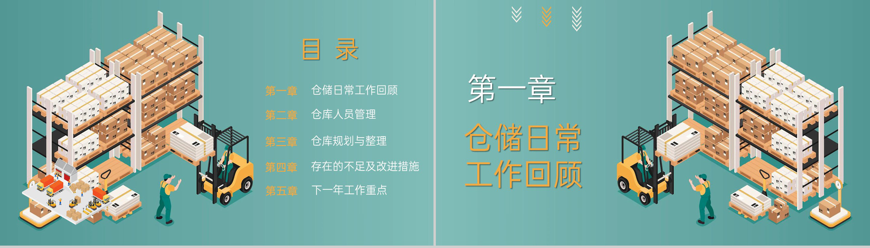 绿色简约仓库部门工作报告年终总结计划制定PPT模板