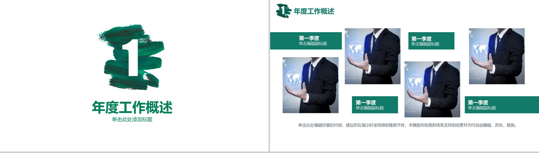 绿色大气商务市场分析调查工作总结PPT模板