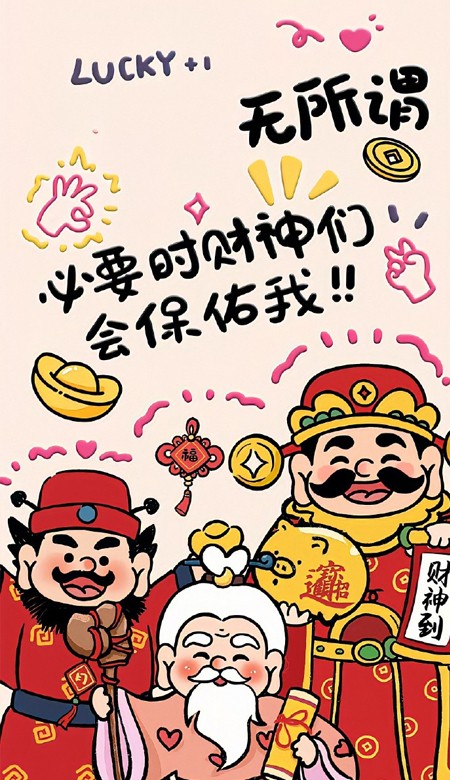 2024龙年接财神的喜庆壁纸 醒醒到你发财啦