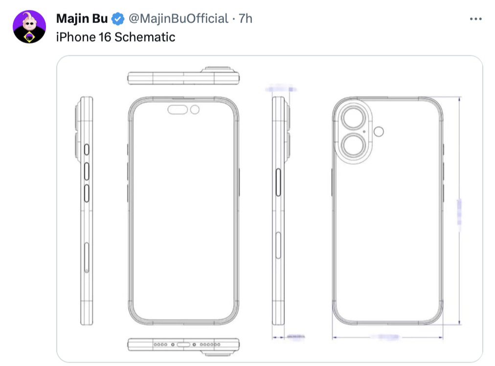 疑似iPhone16设计图流出，回归iPhone X-12竖排双摄设计