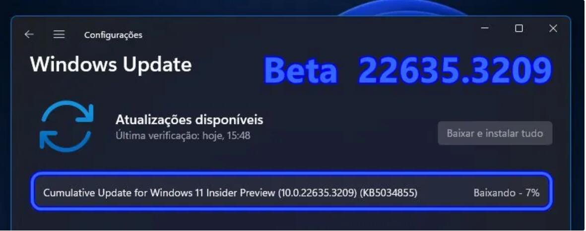 Win11 Beta 22635.3209 预览版更新补丁KB5034855(附更新修复介绍)