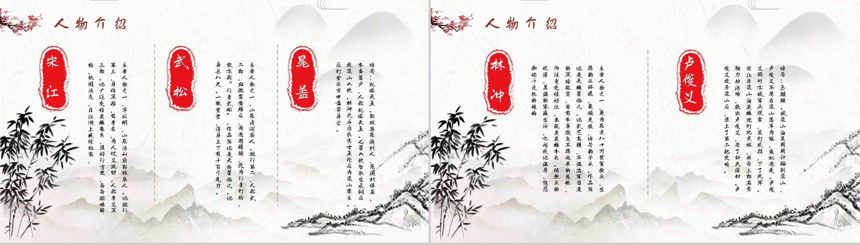 中国经典文学著作《水浒传》施耐庵名著导读通用PPT模板