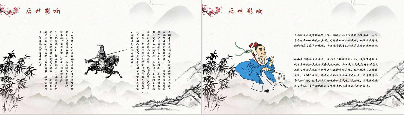 中国经典文学著作《水浒传》施耐庵名著导读通用PPT模板