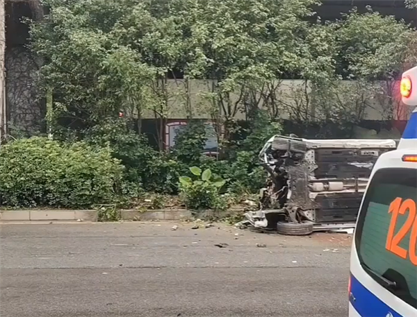 男子开车不慎从10米高架坠落：脱困后淡定自拍