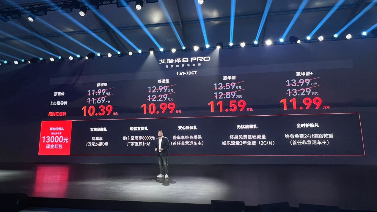 技术奇瑞大招不断，艾瑞泽8 PRO正式上市 ，限时10.39万起售