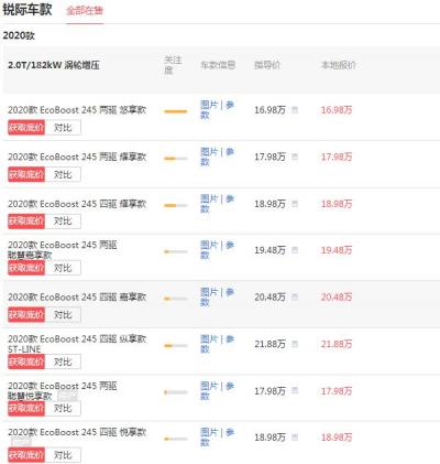 福特锐际2020款价格 落地价16.98万搭载2.0T发动机匹配四驱系统