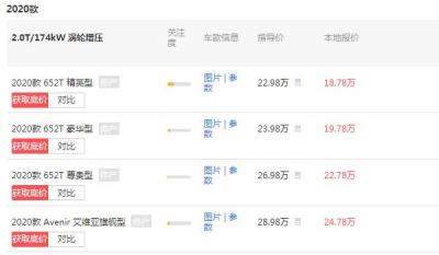 别克君越价格表2020款报价多少 平均报价4.2万性价比超高