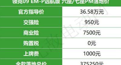 领克09油电混合SUV价格，领克09插混落地价多少钱
