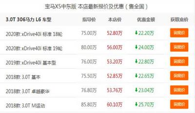宝马X5报价多少钱 2018款中东版宝马X5减价25.7万