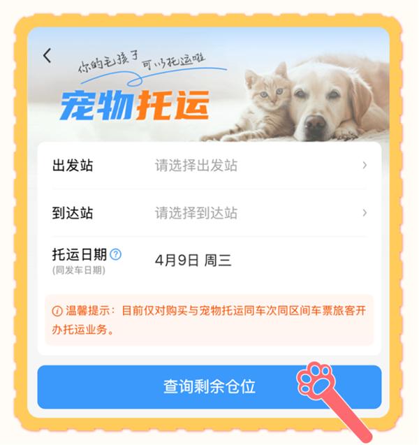 12306推出宠物托运功能！毛孩子如何上高铁 保姆级攻略来了