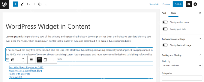 如何在帖子和页面内容中添加 WordPress 小部件