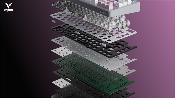 小户型Gasket 7层消音填充 雷柏V700DIY-75多模式客制化机械键盘上市