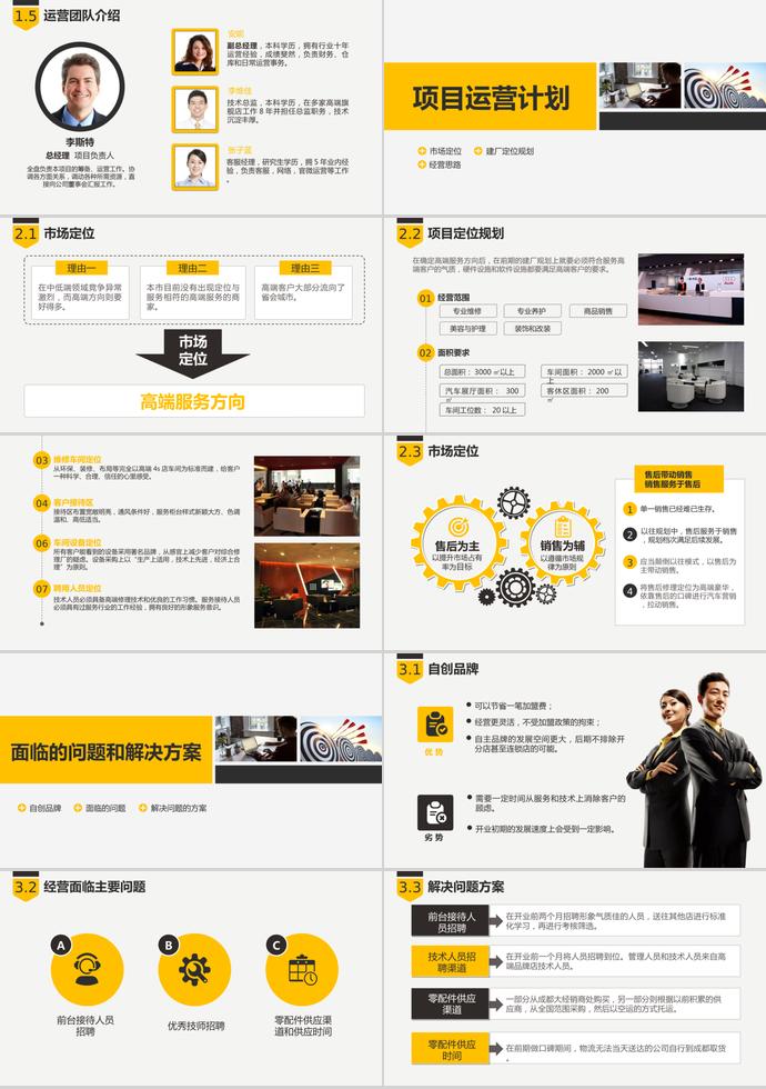 黄色温暖风商业创业融资项目计划书PPT模板
