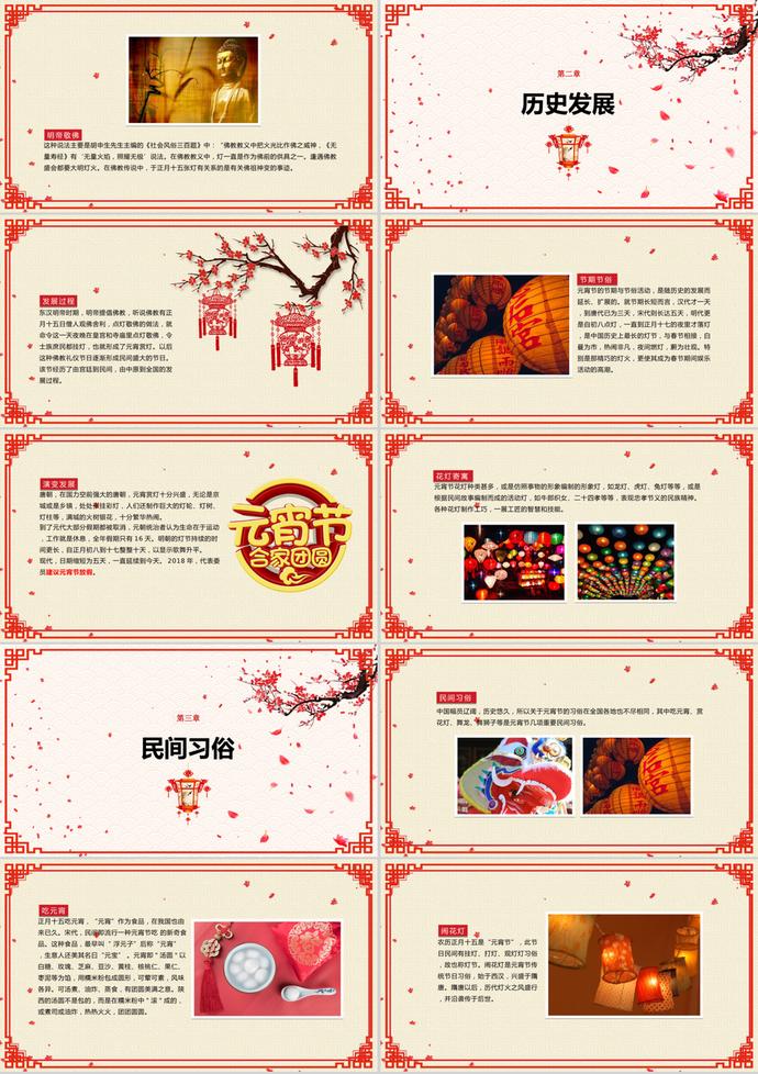 中国传统节日元宵节介绍宣传ppt模板