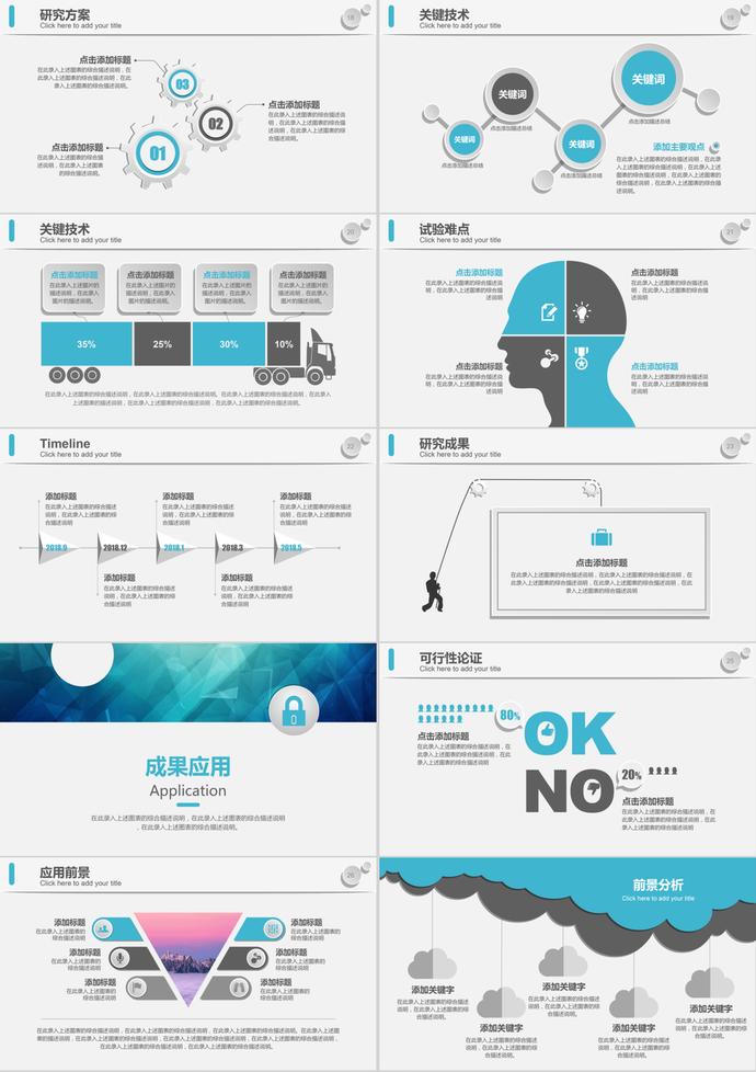 蓝色个性微粒体毕业论文答辩PPT模板