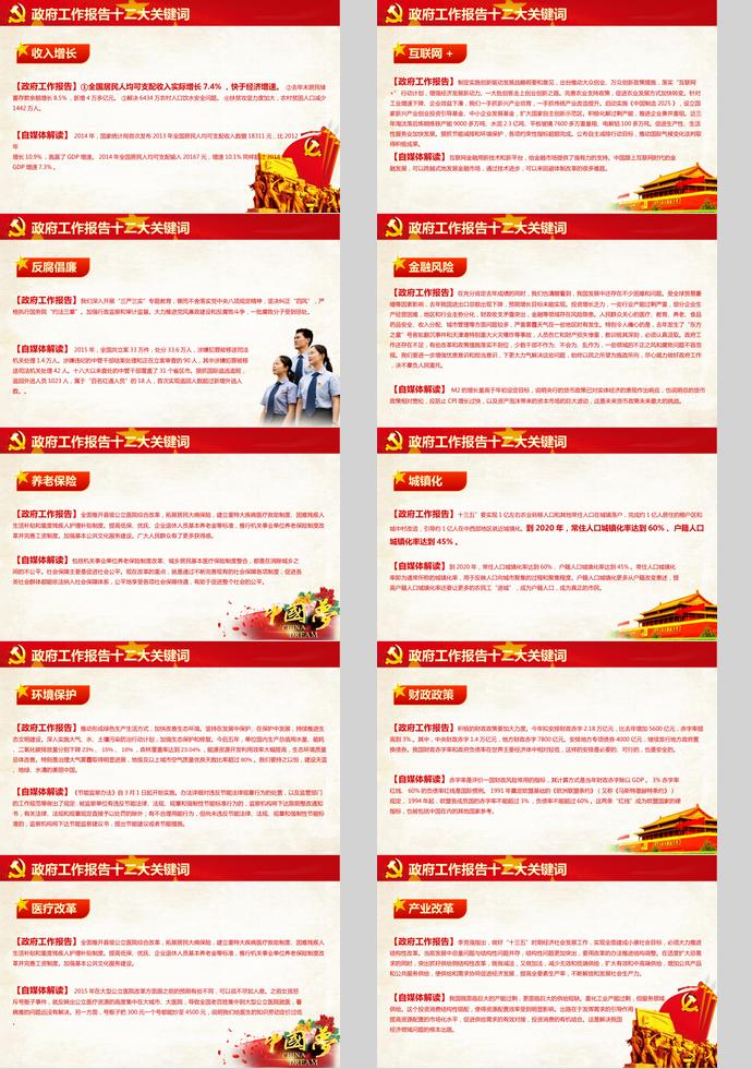 红色大气党的两会精神学习PPT模板