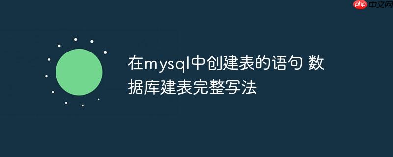 在mysql中创建表的语句 数据库建表完整写法