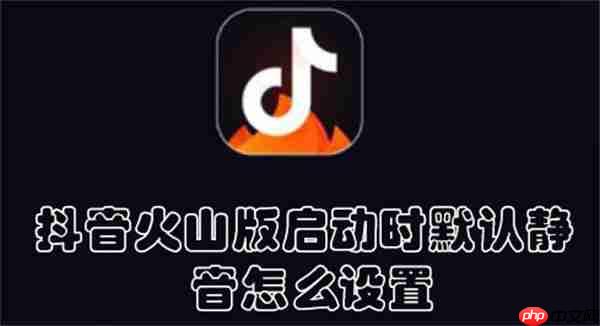 抖音火山版启动时默认静音怎么设置