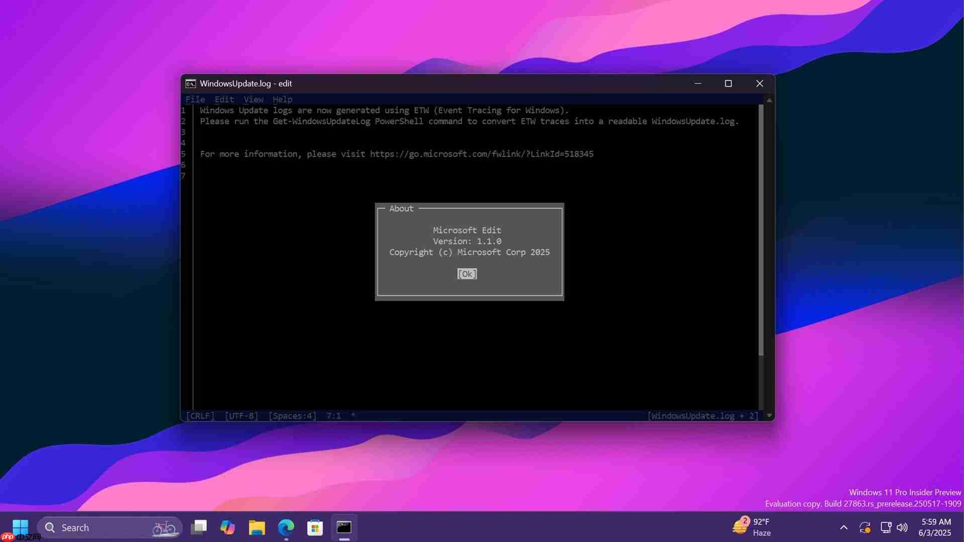 Edit 将成 Win11 默认命令行文本编辑器，不会取代记事本，仅 230