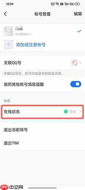 tim怎么设置在线状态