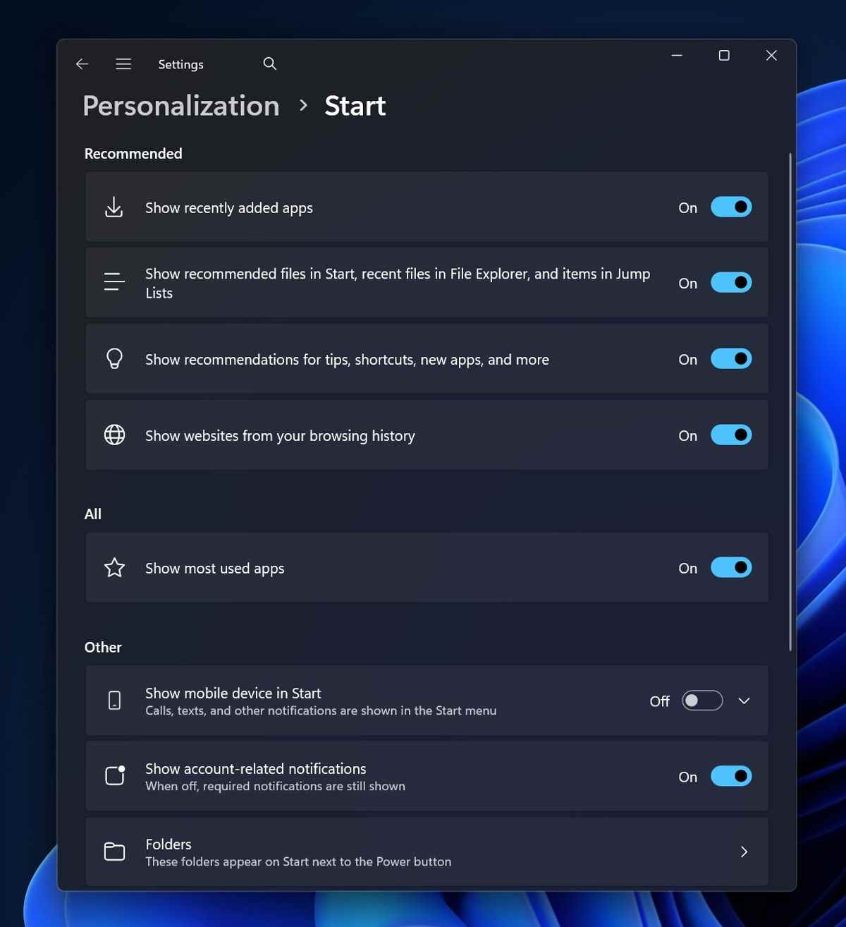 Win11可隐藏开始菜单推荐内容同时禁用两大核心功能