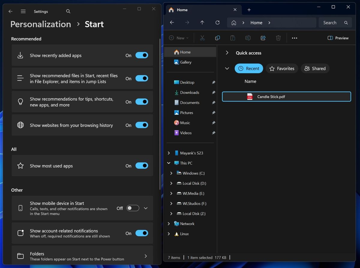 Win11可隐藏开始菜单推荐内容同时禁用两大核心功能