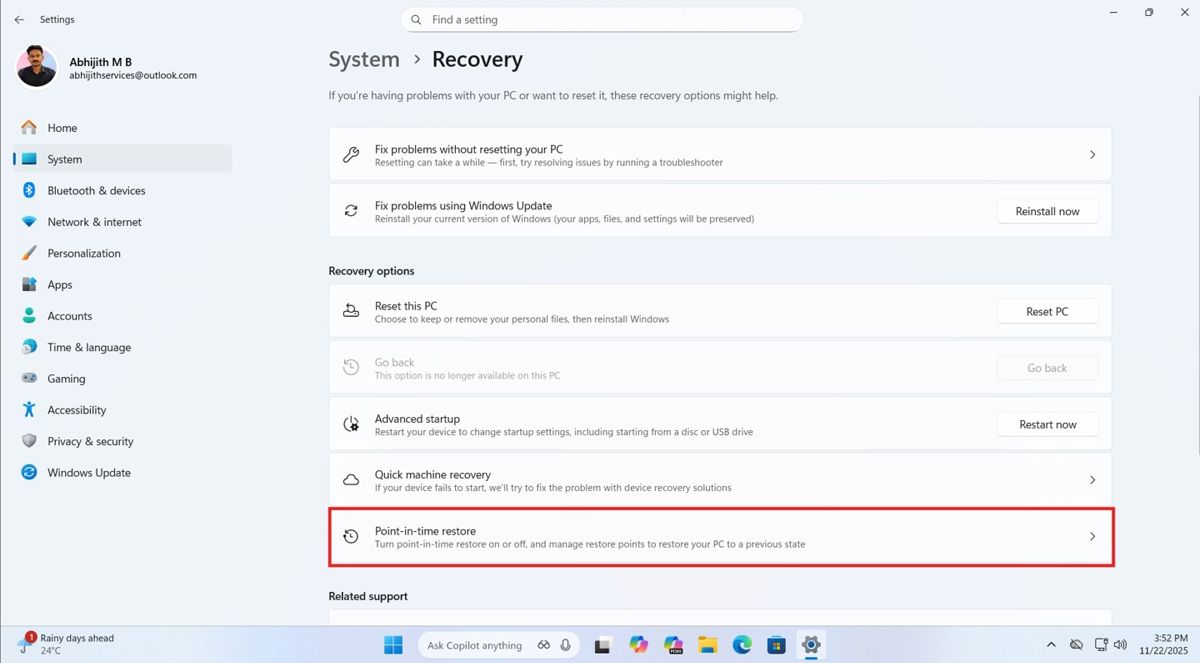 Win11系统引入时间点还原功能: 微软官方时光机来了