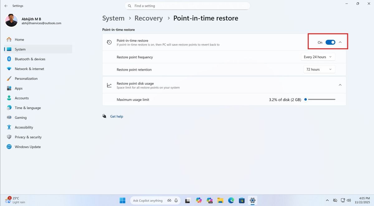 Win11系统引入时间点还原功能: 微软官方时光机来了