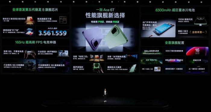首发第五代骁龙8旗舰芯片+8300mAh电池! 一加Ace 6T发布:2399元起