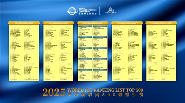 世界物联网500强排行榜发布：华为登顶！中国上榜企业数量第一